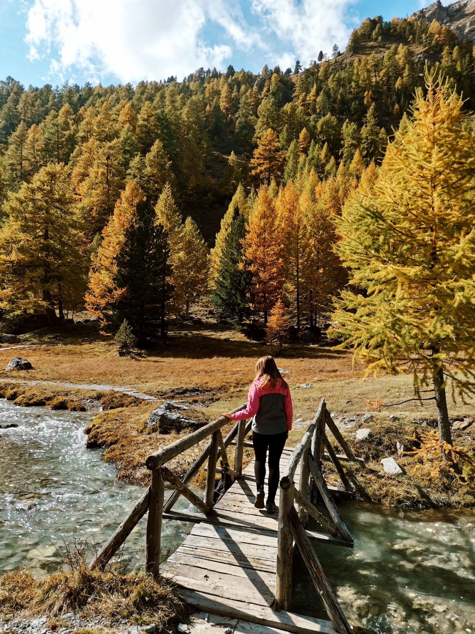 Lac de l'Orceyrette Hautes Alpes pont de bois